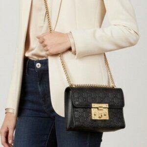 Fun FAUX Fashion Black Gold Chain doubles or as crossbody pockets Purse bag